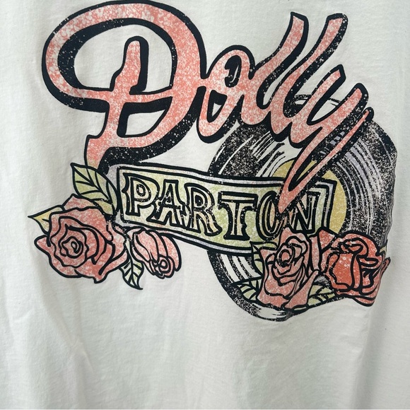 Dolly Parton Graphic Tee Shirt Top Floral Country White Short Sleeve Size 7XL - Picture 2 of 9
